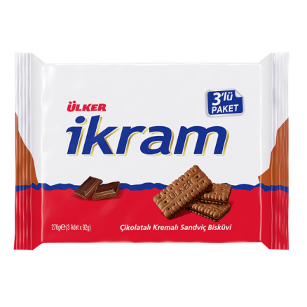 Ülker İkram Kremalı Bisküvi - Çikolatalı 3 lü Paket - 252 GR