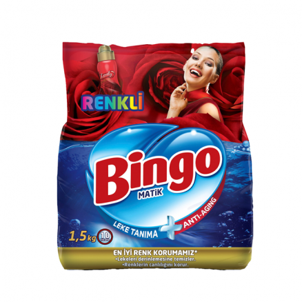 Bingo Toz Çamaşır Deterjanı Renkli - 1,5 KG