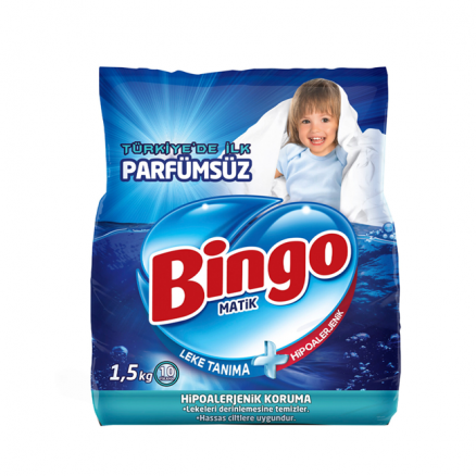 Bingo Toz Çamaşır Deterjanı Parfümsüz - 1,5 KG