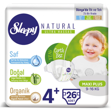 Sleepy Natural Jumbo Maxi Plus 4+ (9-16 Kg) 26 Adet