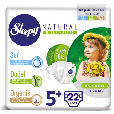 Sleepy Natural Jumbo Junior Plus 5+ (13-20 Kg) - 22 Adet