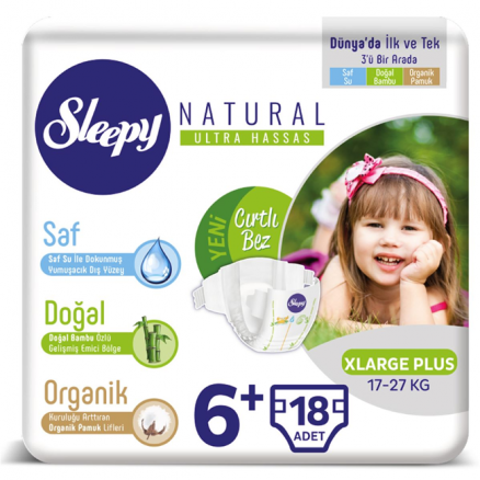 Sleepy Natural Jumbo XL Plus 6+ (17-27 Kg) - 18 Adet