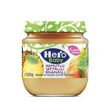 Hero Baby Armutlu Şeftalili Ananaslı Kavanoz Mama 6+ 125g