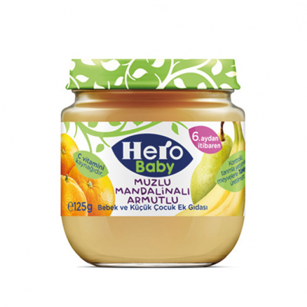 Hero Baby Muzlu Mandalinalı Armutlu Kavanoz Maması 6+ 125g