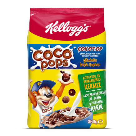 Ülker Kellogg's Coco Pops Çokotop Çikolatalı Mısır Gevreği 360 G