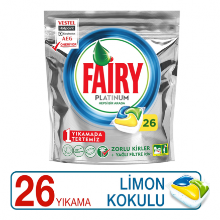 Fairy Platinum 26 Yıkama Bulaşık Makinesi Deterjanı Kapsülü Limon Kokulu