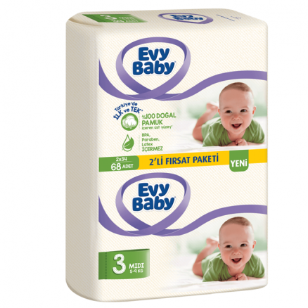 Evy Baby Bebek Bezi Midi 2li Paket (68 Adet) - No.3