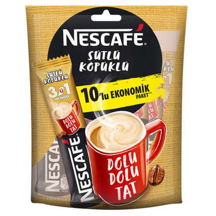 Nescafe 3ü 1 Arada Sütlü Köpüklü 10'Lu Paket