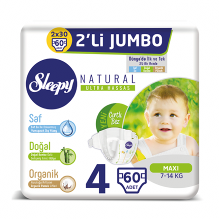 Sleepy Natural 2li Jumbo 4 Maxi (7-14kg) 2*30