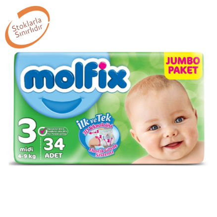 Molfix 3D Midi Jumbo 3 Numara (4-9 Kg) - 34'Lü